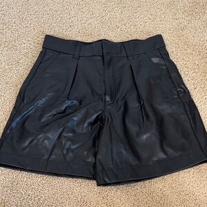 Black Faux Leather High-Waist Shorts
